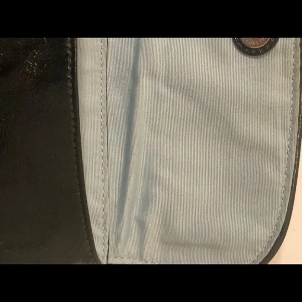 Coach black patent leather wristlet clutch bag